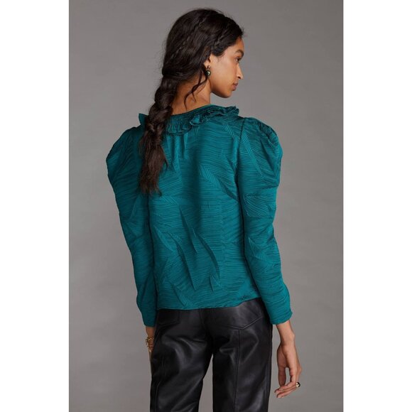 Anthropologie Current Air Collared Puff-Sleeved Blouse - Picture 3 of 8